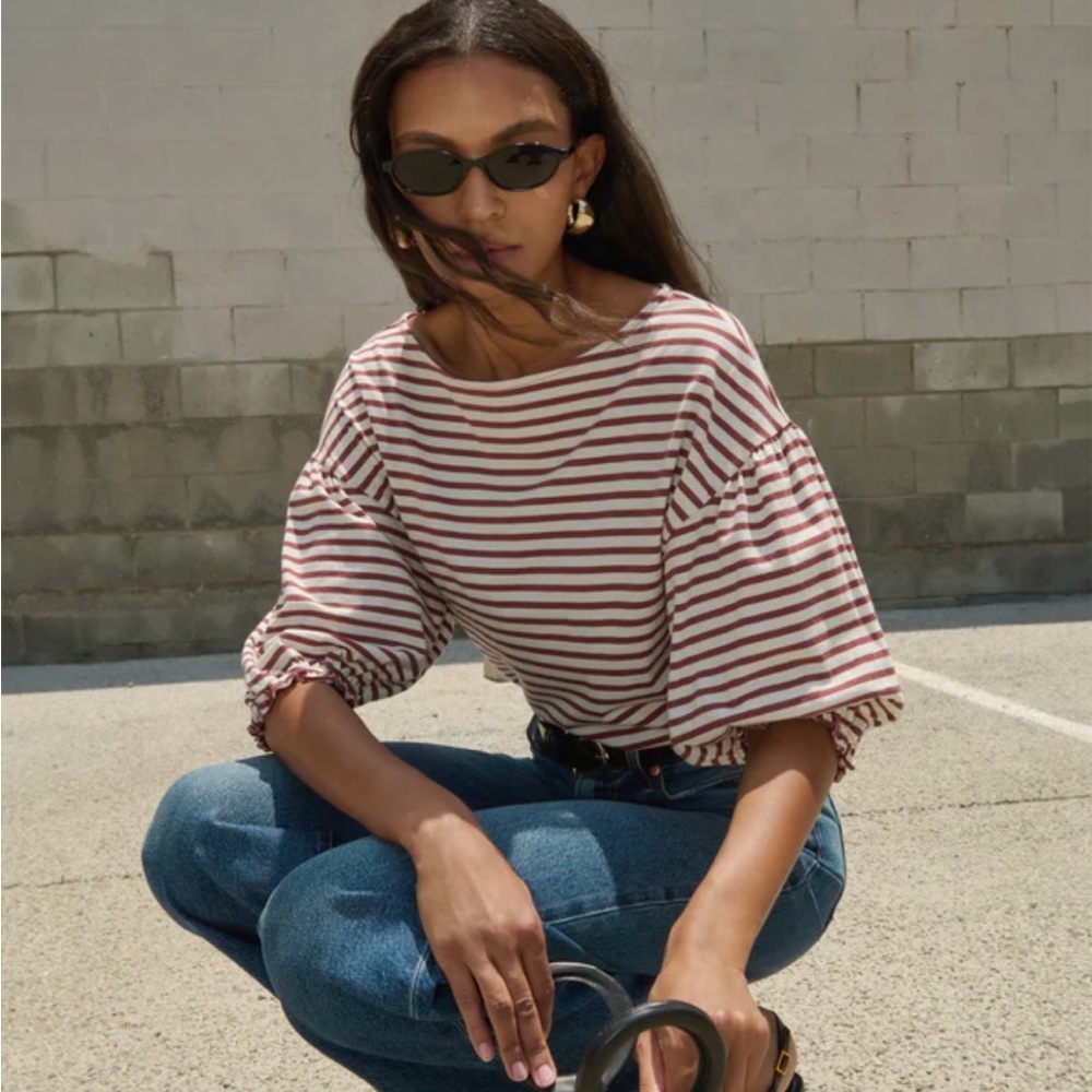 Nation Sandra Striped Boatneck Top